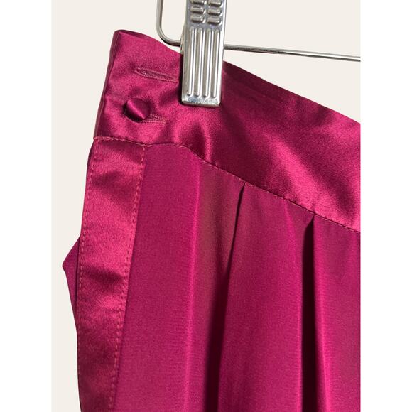 Fleur Du Mal Bordeaux High Waist Dressy Satin Crepe Silk Tuxedo Pants Size 8 - Picture 4 of 9
